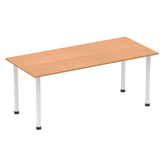 Impulse 1800mm Straight Table Oak Top White Post Leg I003696 DD